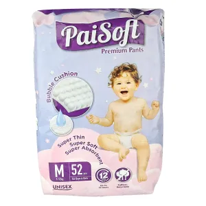 Paisoft Premium Pants Baby Diaper (7–12 kg) – Size M – 52 Pants